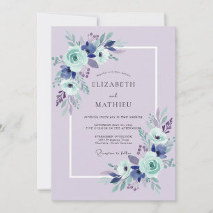 Lavender Blue Blossom Wedding Invitation