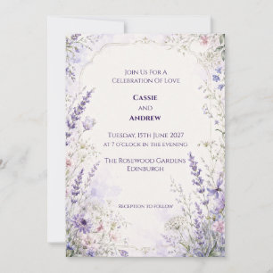Lavender Blue Botanical Wedding Invitation