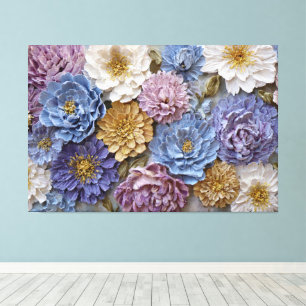 Lavender, Blue, Cream, and Golden Yellow Bouquet  Canvas Print