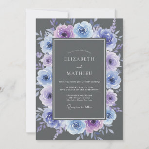 Lavender Blue Floral Botanical Wedding Invitation