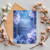 Lavender Blue Floral Starry Nebula Elegant