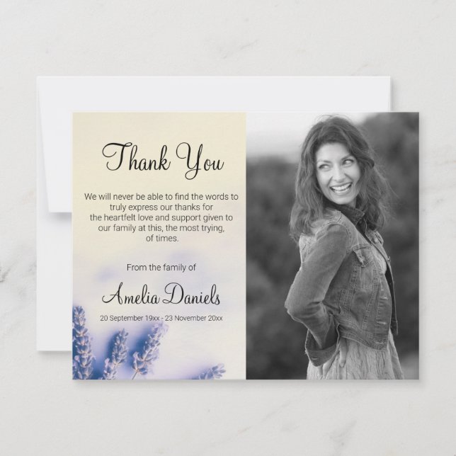 Lavender Blue Funeral Thank You Cards (Front)
