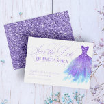 Lavender & Blue Glitter Girly Dress Quinceanera Save The Date<br><div class="desc">Lavender & Blue Glitter Girly Dress Quinceanera Save the Date</div>