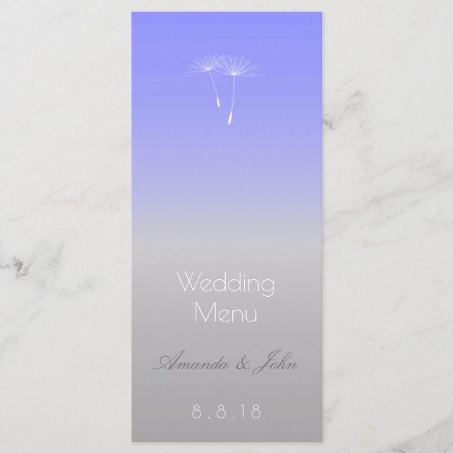 Lavender Blue Gray Ombre Wedding Menu (Front)