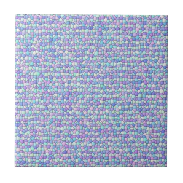 Lavender, Blue, Green Pastel Mosaic  Ceramic Tile (Front)