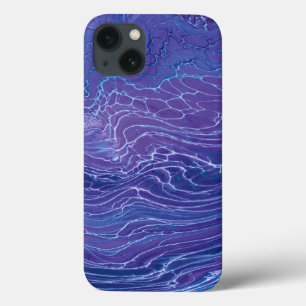 Lavender Blue Lace Marble Acrylic Abstraction  iPhone 13 Case