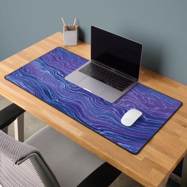 Lavender Blue Lace Marble Acrylic Abstraction Desk Mat (Office 2)