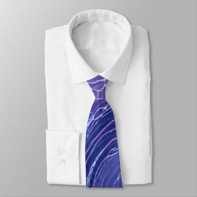 Lavender Blue Lace Marble Acrylic Abstraction  Tie (Tied)