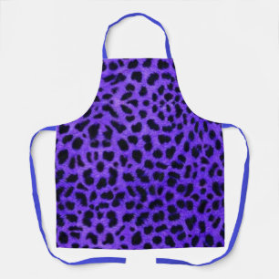 Lavender Blue Leopard Animal Print Kitchen Apron