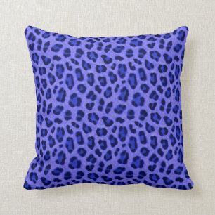 Lavender Blue Leopard Animal Print Skin Pattern Cushion