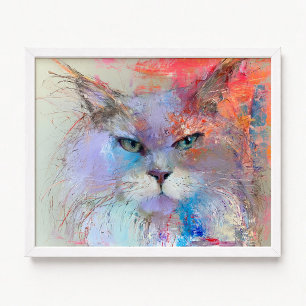 Lavender Blue Maine Coon Cat Oil Painting Poster