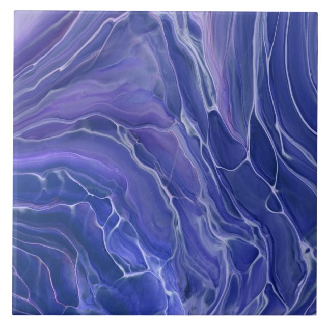 Lavender Blue Marble Acrylic Abstract Tile (Front)