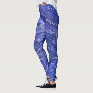 Lavender Blue Marble Acrylic Abstraction Leggings