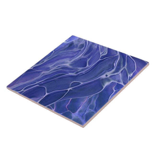 Lavender Blue Marble Acrylic Abstraction Tile (Side)