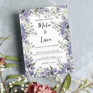 Lavender blue mint summer flower Wedding Invitation