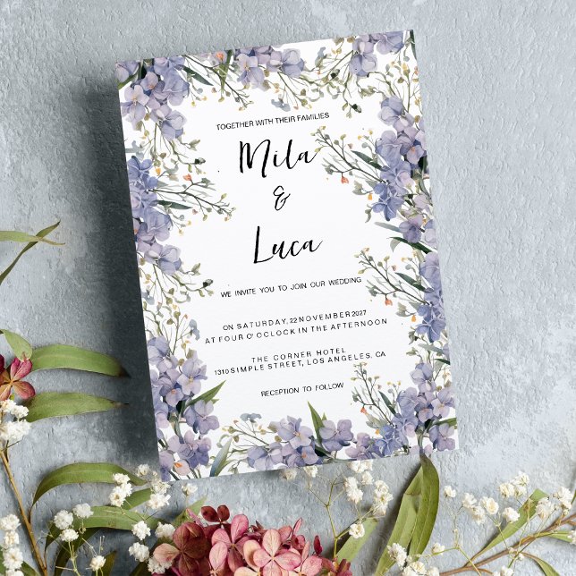 Lavender blue mint summer flower Wedding Invitation (Lavender blue mint summer flower Wedding)