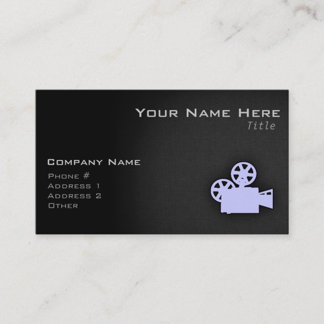 Lavender Blue Movie Camera Business Card (Front)