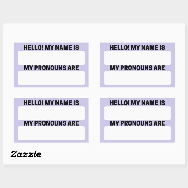 Lavender Blue Name & Pronoun Labels (Sheet)