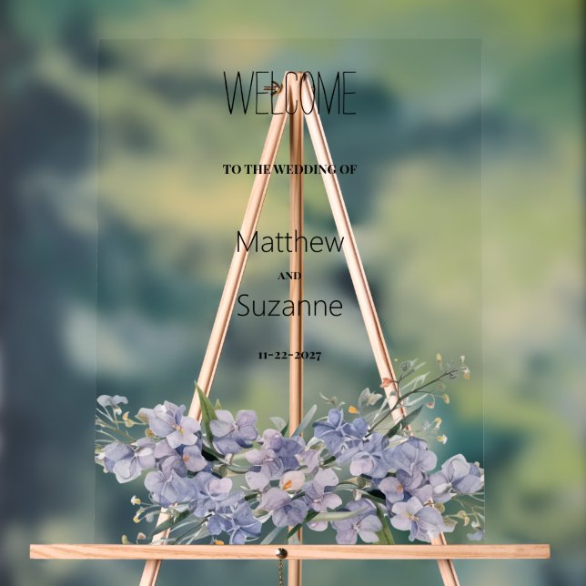 Lavender blue pink mint green wildflowers Welcome Acrylic Sign (Neutral)