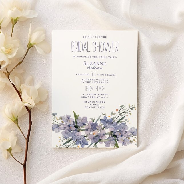 Lavender blue pink mint wildflowers Bridal Shower  Invitation (Lavender blue pink mint wildflowers Bridal Shower )