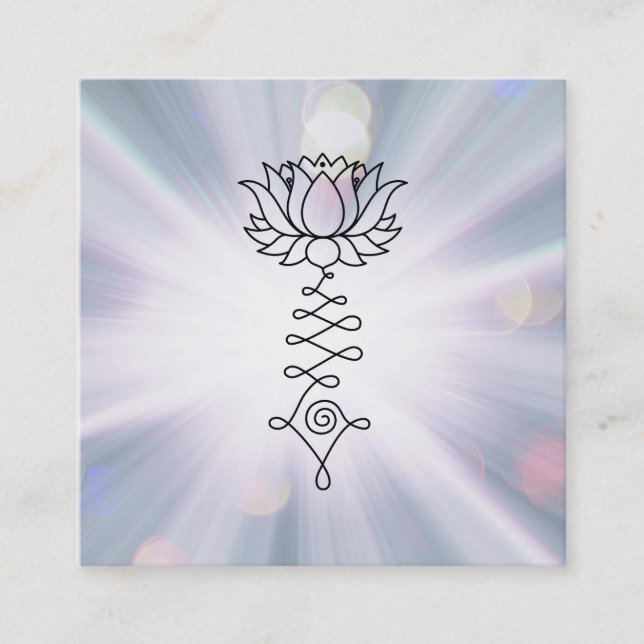 *~* Lavender Blue Rays Healing Reiki Energy Lotus Square Business Card (Front)