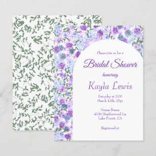 Lavender Blue Spring Garden Roses Bridal Shower Invitation