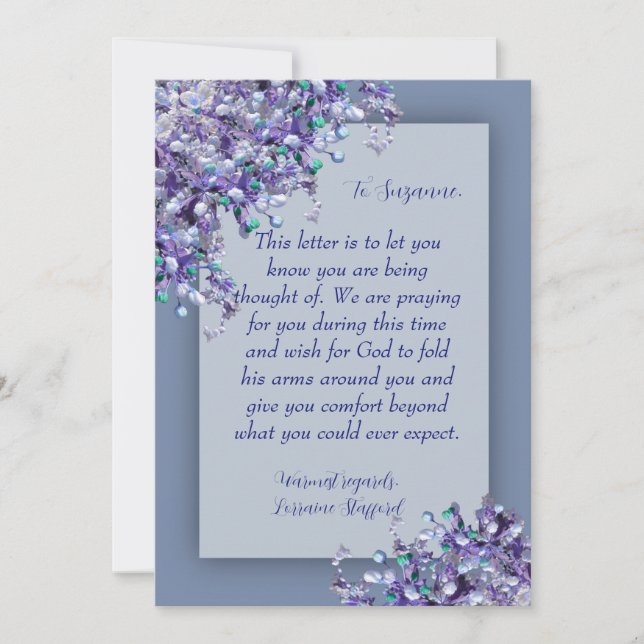 Lavender Blue Spring Lilacs Sympathy Card (Front)