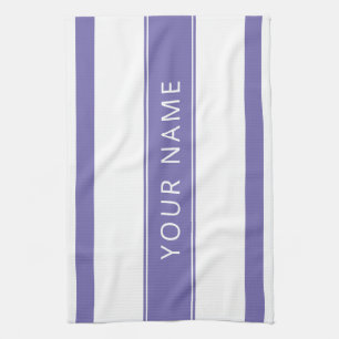 Lavender Blue Stripes Your Name Kitchen Towels