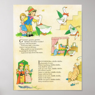 Lavender blue vintage Nursery Rhyme poster