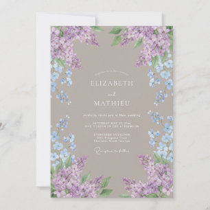 Lavender Blue Watercolor Wedding Invitation