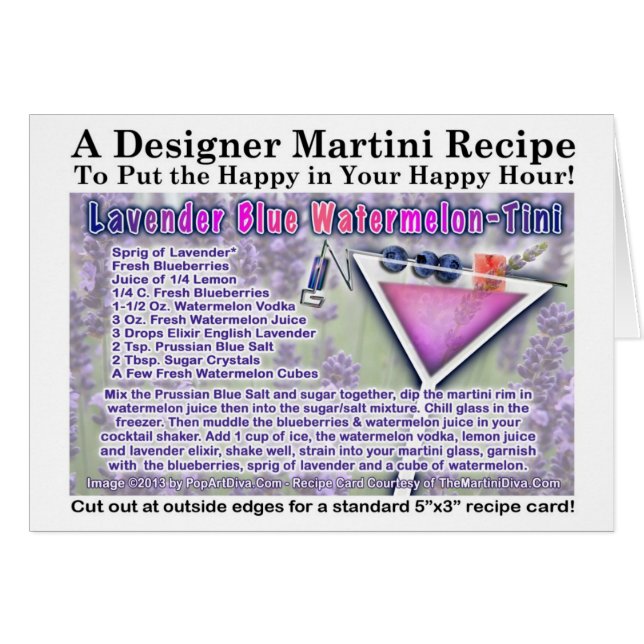 Lavender Blue Watermelon Martini Recipe Card (Front Horizontal)