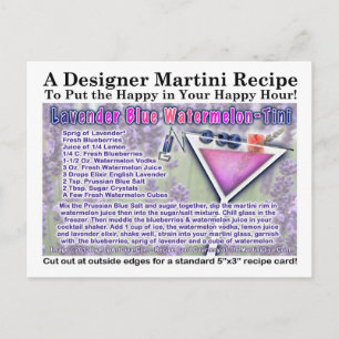 Lavender Blue Watermelon Martini Recipe Postcard