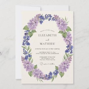 Lavender Blue Whimsical Blossom Wedding Invitation