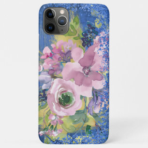 Lavender Blues Watercolor Floral Glitter iPhone 11 Pro Max Case