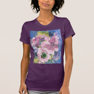 Lavender Blues Watercolor Floral Glitter T-Shirt