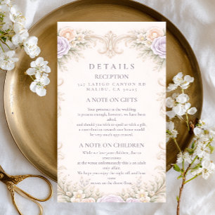 Lavender Blush Baroque Garden Wedding Enclosure Card