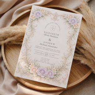 Lavender Blush Baroque Garden Wedding RSVP Card