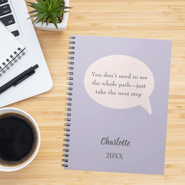 Lavender blush pink ivory inspirational goal quote notebook (Creator Uploaded)