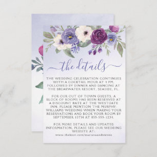 Lavender Blush Watercolor Floral Wedding Enclosure Card