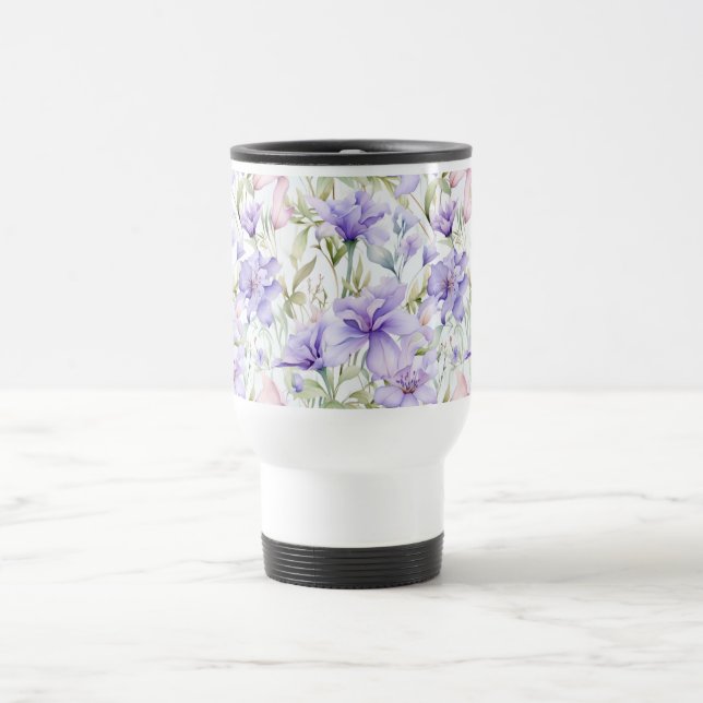 Lavender Blush Watercolor  Travel Mug (Center)