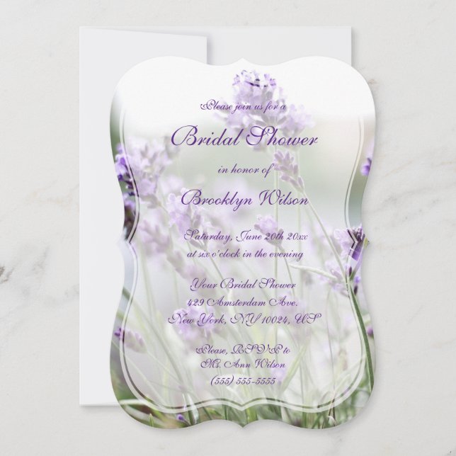 Lavender Bohemian Bridal Shower Invites Bracket (Front)