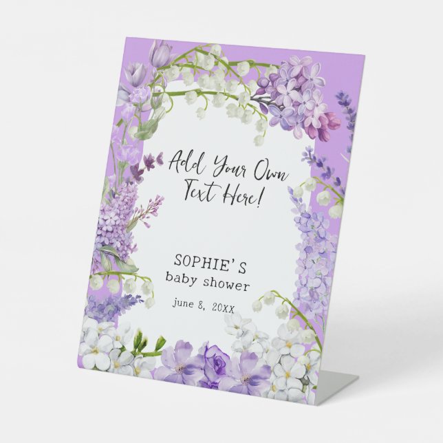Lavender Boho Florals Customised Personalised Pedestal Sign (Front)