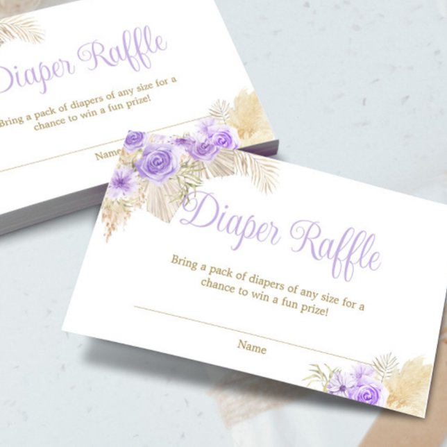 Lavender Boho Pampas Floral Palm Diaper Raffle Enclosure Card (Creator Uploaded)
