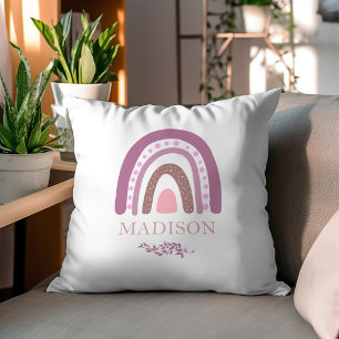 Lavender Boho Rainbow Personalised Throw Pillow