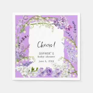 Lavender Boho Watercolor Florals Baby Shower Napkin