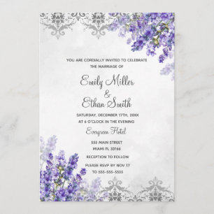 Lavender boho wedding invitation watercolor