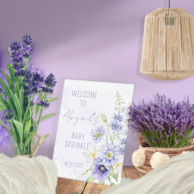 Lavender Boho Wildflower Baby Sprinkle Welcome Pedestal Sign (Creator Uploaded)