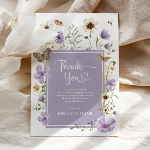 Lavender Boho Wildflower Butterfly Baby in Bloom Thank You Card