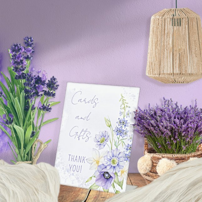 Lavender Boho Wildflower Cards and Gifts Pedestal Sign (Creator Uploaded)
