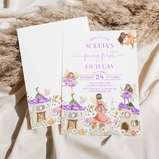 Lavender Boho Wildflower Fairy 1st Birthday Invitation (Creator Uploaded)